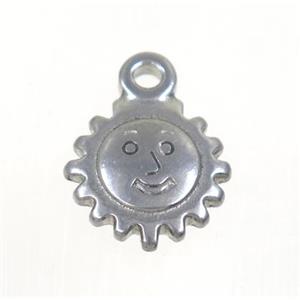 stainless steel sun charm pendant, approx 12mm dia