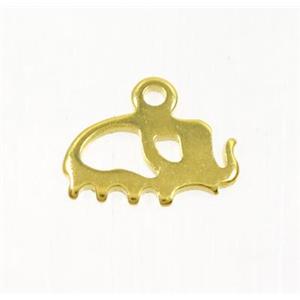 stainless steel elephant pendant, gold plated, approx 6x11mm