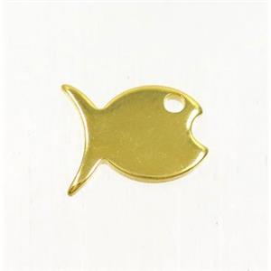 stainless steel fish pendant, gold plated, approx 7x10mm