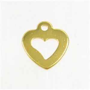 stainless steel heart pendant, gold plated, approx 10mm
