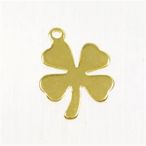 stainless steel pendant, four-leaf Clover, gold plated, approx 10mm