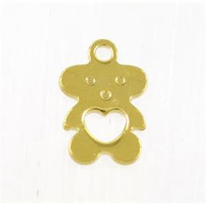 stainless steel bear tag pendant, gold plated, approx 7.5-9mm