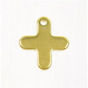 stainless steel Cross pendant, gold plated, approx 10-12mm