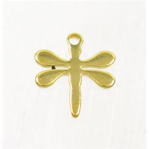 stainless steel dragonfly pendant, gold plated, approx 10-12mm
