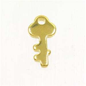 stainless steel key pendant, gold plated, approx 6.5-13mm