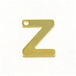 stainless steel letter Z pendant, gold plated, approx 6-11mm