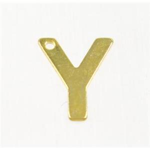 stainless steel letter Y pendant, gold plated, approx 6-11mm
