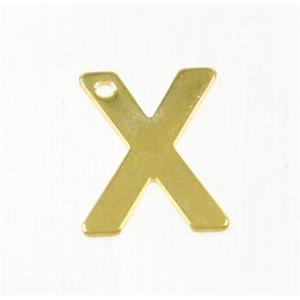 stainless steel letter X pendant, gold plated, approx 6-11mm