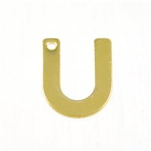 stainless steel letter U pendant, gold plated, approx 6-11mm
