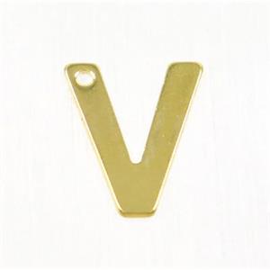 stainless steel letter V pendant, gold plated, approx 6-11mm