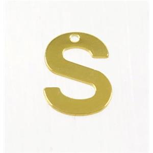 stainless steel letter S pendant, gold plated, approx 6-11mm