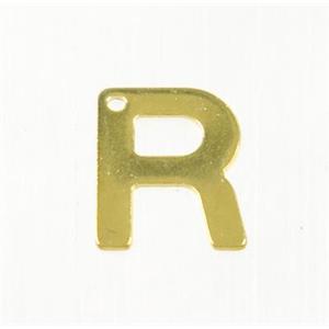stainless steel letter R pendant, gold plated, approx 6-11mm