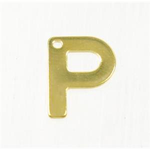 stainless steel letter P pendant, gold plated, approx 6-11mm
