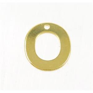 stainless steel letter O pendant, gold plated, approx 6-11mm
