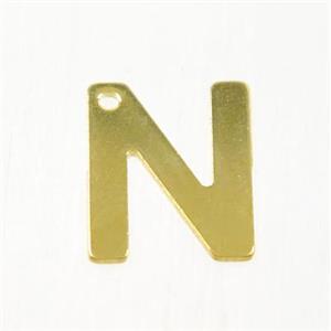 stainless steel letter N pendant, gold plated, approx 6-11mm