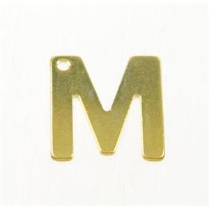 stainless steel letter M pendant, gold plated, approx 6-11mm