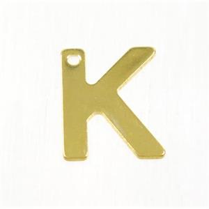 stainless steel letter K pendant, gold plated, approx 6-11mm