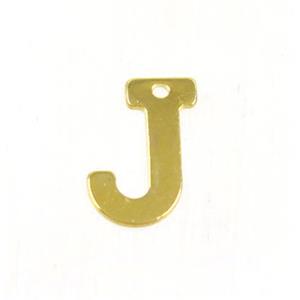 stainless steel letter J pendant, gold plated, approx 6-11mm