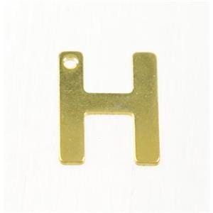 stainless steel letter H pendant, gold plated, approx 6-11mm