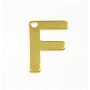 stainless steel letter F pendant, gold plated, approx 6-11mm