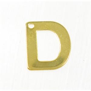 stainless steel letter D pendant, gold plated, approx 6-11mm