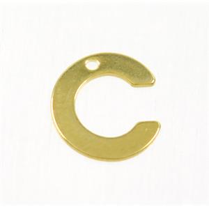 stainless steel letter C pendant, gold plated, approx 6-11mm