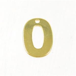 stainless steel number 0 pendant, gold plated, approx 6-11mm