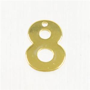 stainless steel number 8 pendant, gold plated, approx 6-11mm