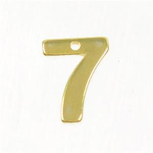 stainless steel number 7 pendant, gold plated, approx 6-11mm