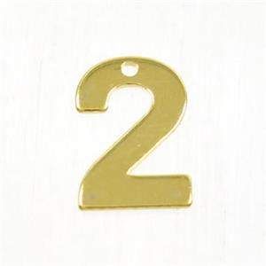 stainless steel number 2 pendant, gold plated, approx 6-11mm