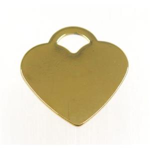 stainless steel heart pendant, gold plated, approx 25mm