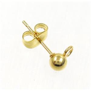 stainless steel earring studs, gold plated, approx 4-15mm