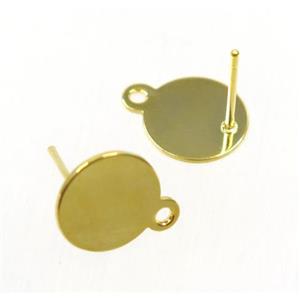 stainless steel earring studs, gold plated, approx 10.5mm