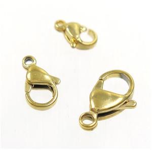 stainless steel Lobster Clasp, gold plated, approx 9.5mm