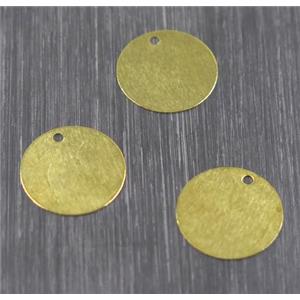 stainless steel tag pendant, circle, gold plated, approx 16mm dia