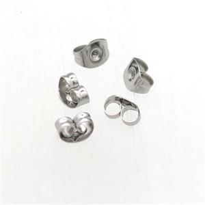 Raw Stainless Steel Earring Back Nuts, approx 4-5mm