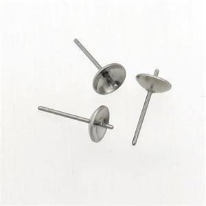 stainless steel stud earring with pad, approx 6mm dia