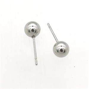 stainless steel stud earring with ball, approx 6mm dia