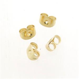 stainless steel earring back, gold plated, approx 4-6mm