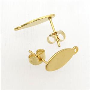 stainless steel studs earring with pad, gold plated, approx 7-13mm
