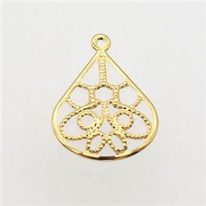 stainless steel pendant, gold plated, approx 15-17mm
