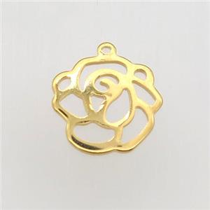 stainless steel flower pendant, gold plated, approx 14mm dia