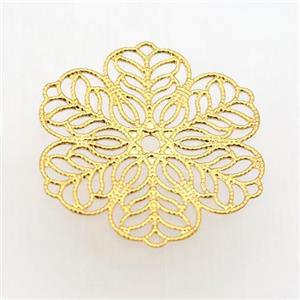 stainless steel flower pendant, gold plated, approx 30mm dia