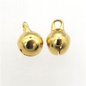 stainless steel Christmas Bell pendant, gold plated, approx 8mm dia
