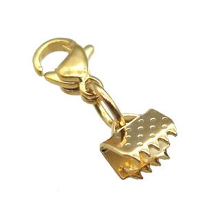 stainless steel clip cord end, gold plated, approx 6-15mm