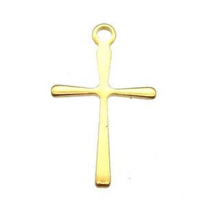 stainless steel cross pendant, gold plated, approx 10-16mm