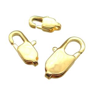 stainless steel Lobster Clasp, gold plated, approx 9x18mm