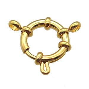 stainless steel Clasp with spring, gold plated, approx 16mm dia