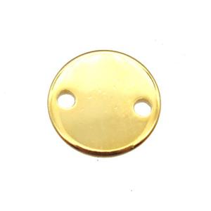 stainless steel circle connector, stampings, gold plated, approx 10mm dia