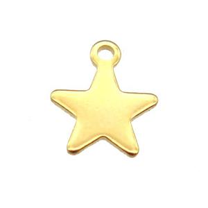 stainless steel star pendant, stampings, gold plated, approx 9mm dia